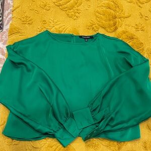 Vibrant Green Satin Blouse